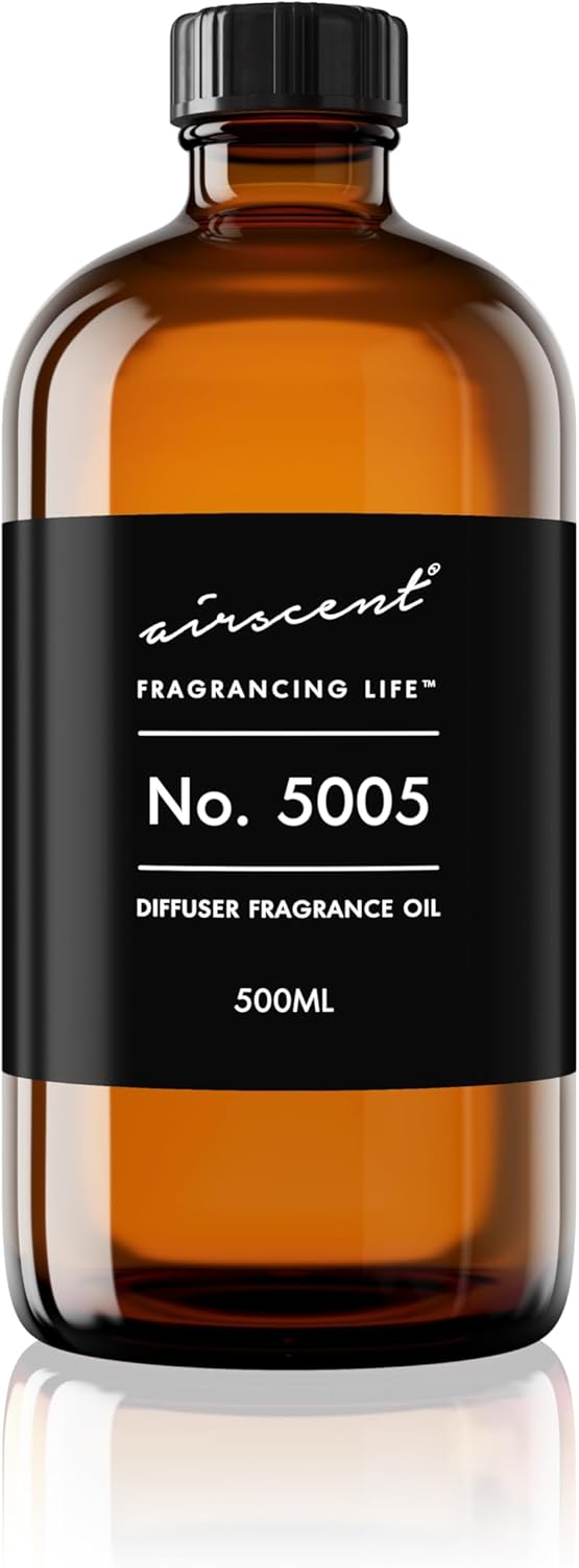 AirScent Diffuser Oil Inspired by TF's Oud Wood - No. 5005 Perfume Dupe - Fragrance Oil Blend for Ultrasonic and Waterless Diffusers and Crafting - 500 ml, 16.9 fl oz Glass Bottle
