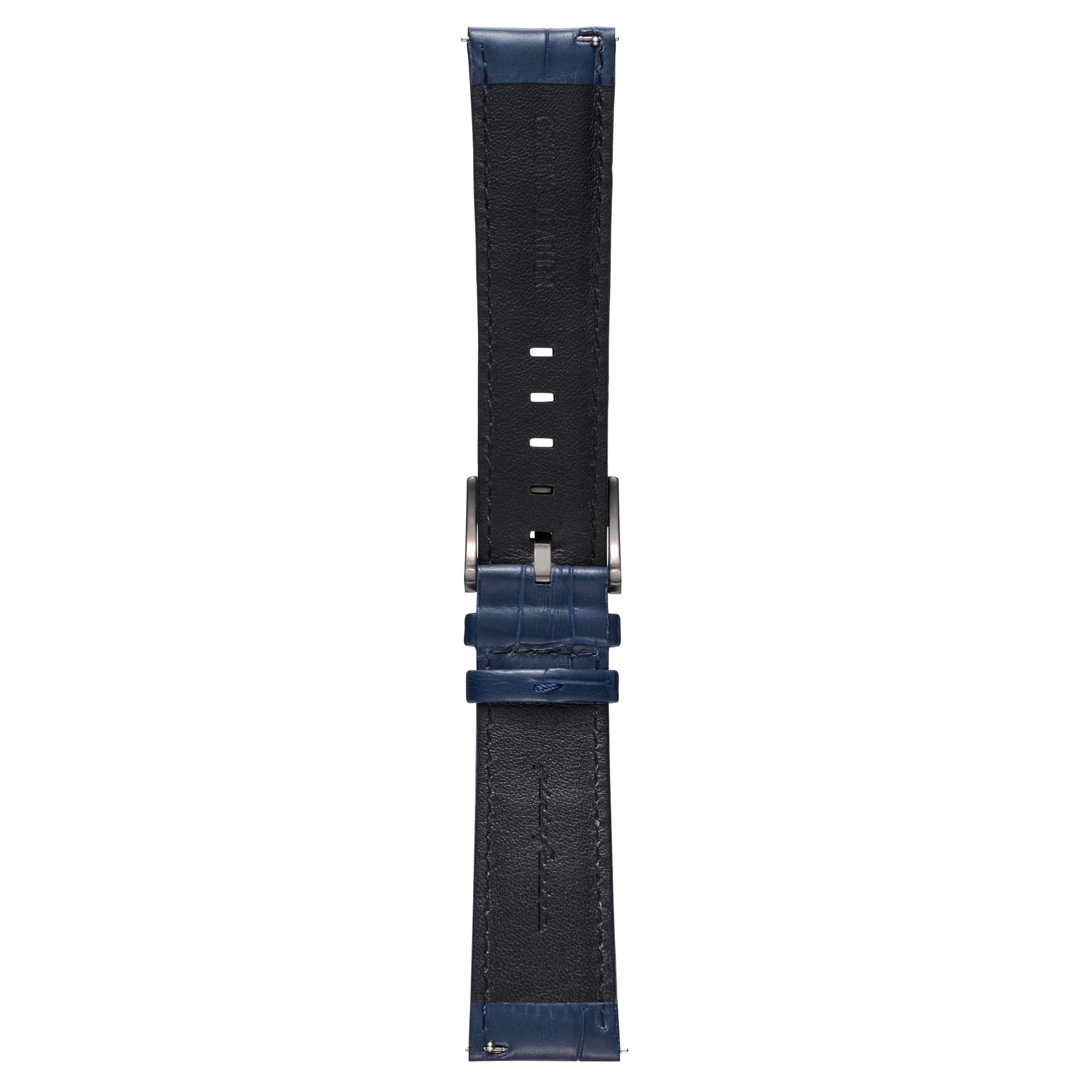pininfarina Croco Pattern Watch Strap - Genuine Italian Leather 22 mm Band for Senso Hybrid Smart Watch with Steel Buckle & Quick Release - Dark Blue Croco Pattern with Dark Grey Buckle