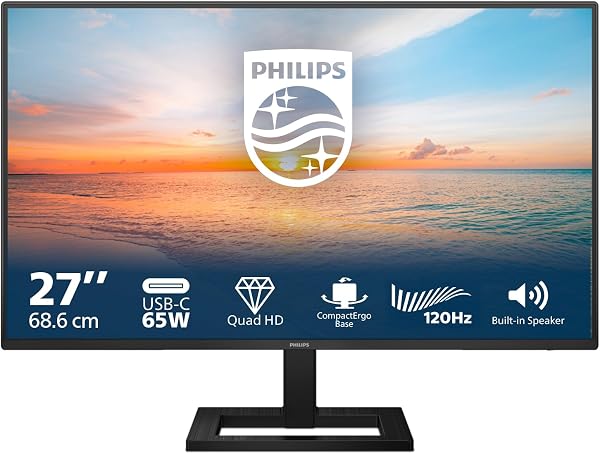 Nahaufnahme des IPS-Panels des Philips 27E1N1600AE Monitors mit seiner matten Oberfläche.
