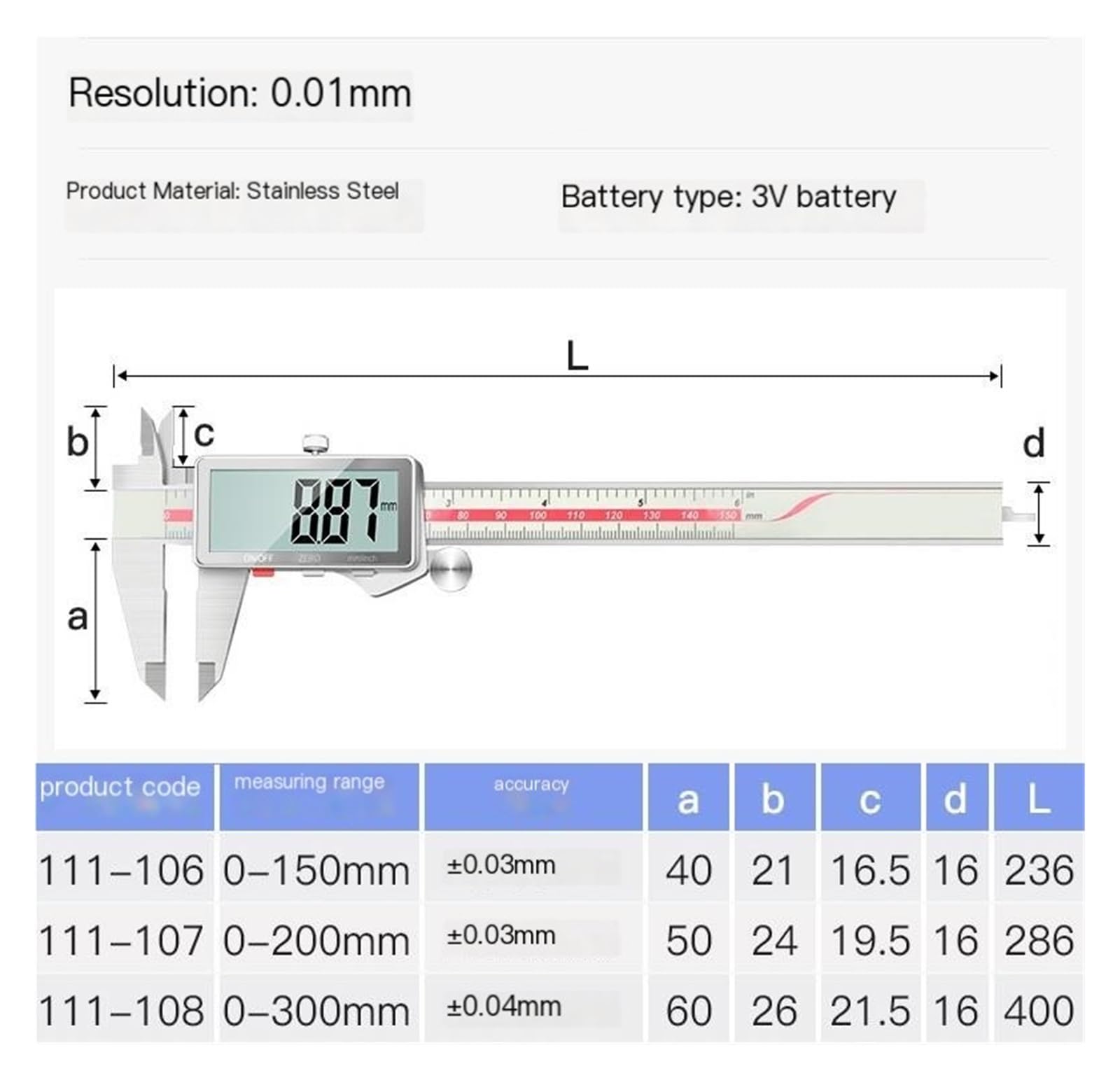 Elektroniczna suwmiarka z małym wyświetlaczem cyfrowym, linijka przemysłowa (0-150mm)