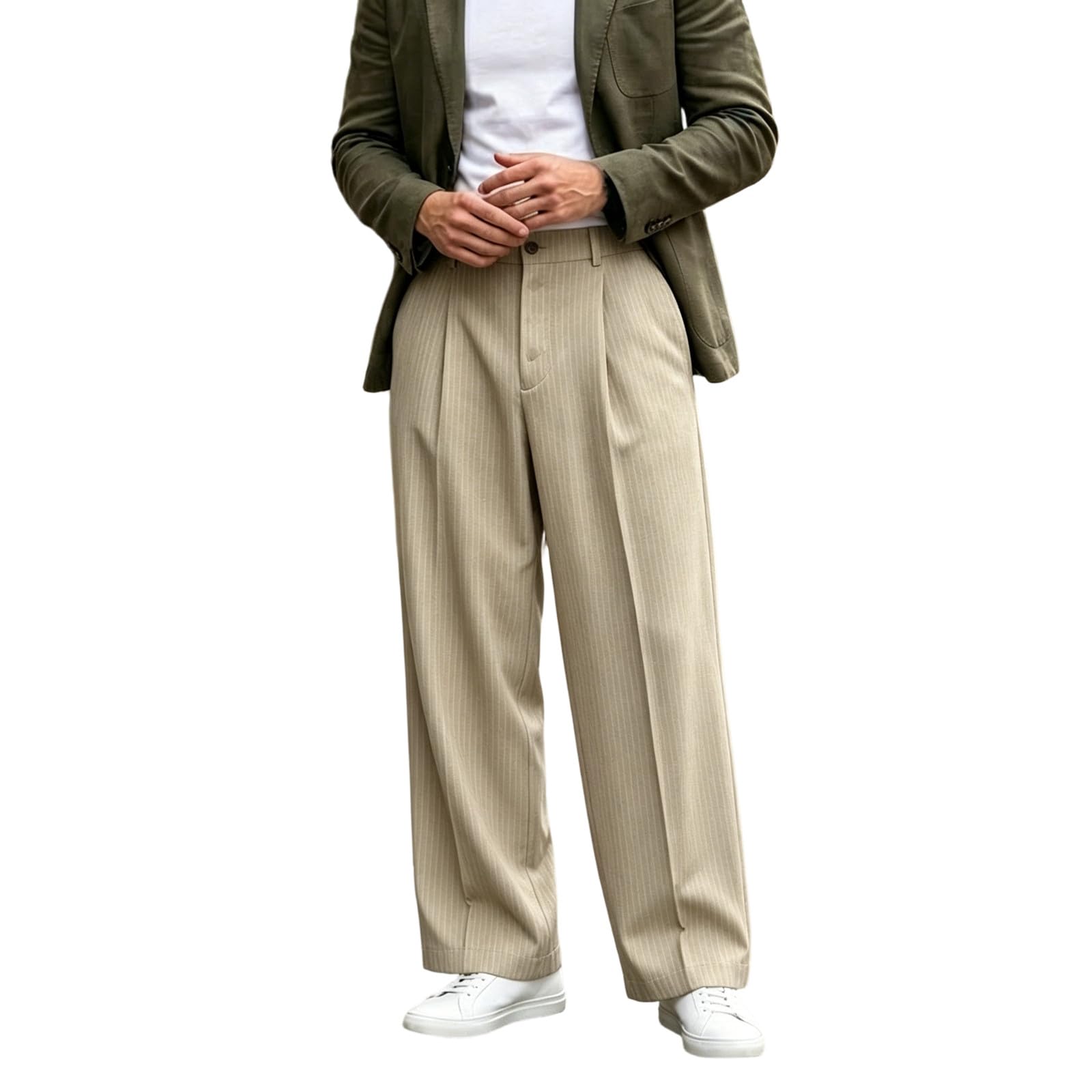 Pantalones de hombre corte recto estilo casual de algodon monocolor comodo 7