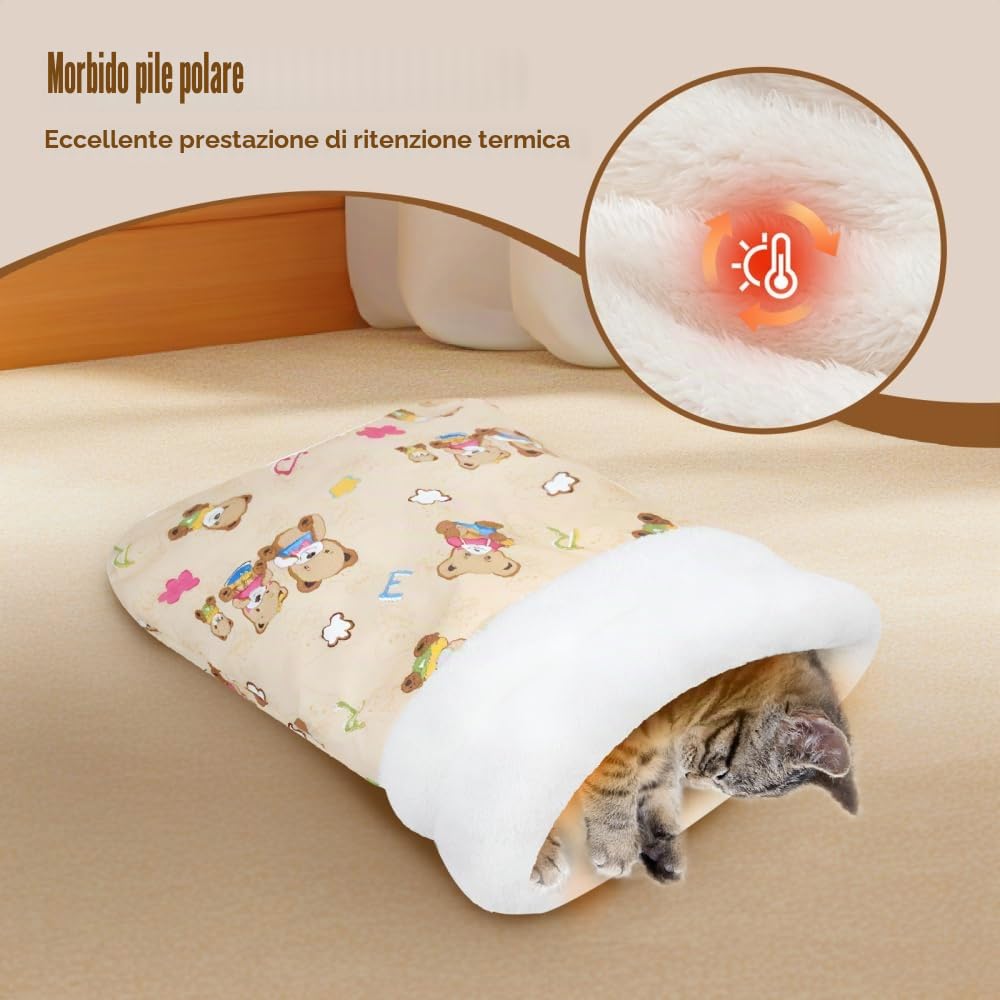 MiOYOOW Sacco a Pelo per Gatti, Letto Semi Chiuso Caldo Durevole, Cuccia Lavabile Antiscivolo Animali Domestici, per Soggiorno, Camera da Letto, Divano, Angolo