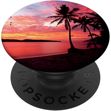 Amazon Com Tropical Paradise Sunset Beach Palm Trees Gift For Her Popsockets Popgrip Swappable Grip For Phones Tablets
