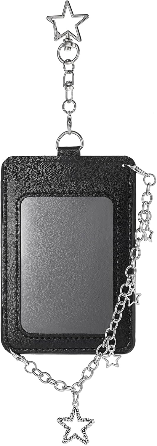 Cute Photocard Holder Keychain Soft Protective Card Case Portable Photo Keychain Cool Photo Card Charms Case with Metal Star Chain for photo Album Bus Concert Decorative Supplies Women