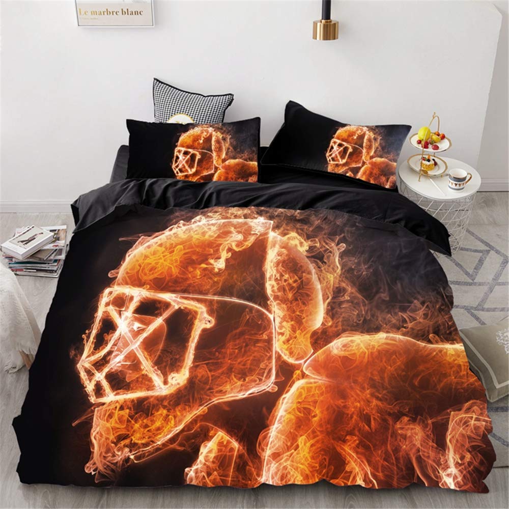 Parure de lit 3D rugby 220x240 cm en microfibre avec housse de couette et draps