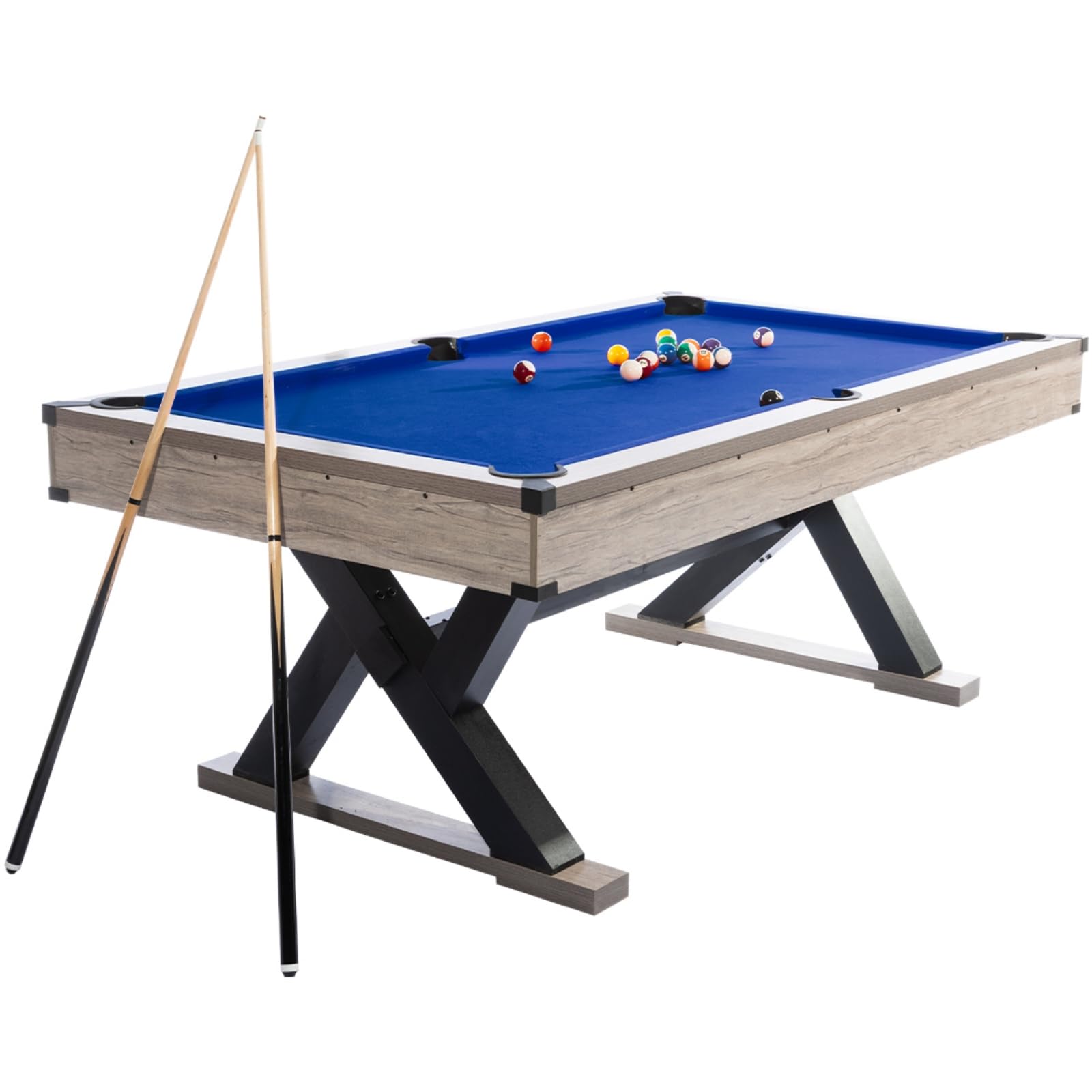Photo 1 of *NEW INSIDE BOX* 7FT Pool Table, Complete Billiard Set Includes 2 Cue Sticks, 16 Balls, 2 Chalk, Rack & Brush, Metal K-Legs, 84" Billiard Table Fits Game Room, Basement, Apartment, Home & Office, Heavy-Duty, Blue