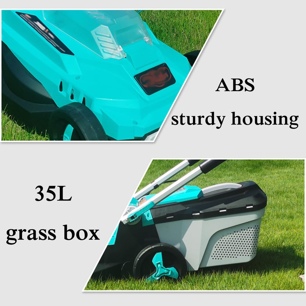 Cortacesped Bateria,Corta Cespedes Electrico con Asa Plegable Y Recogedor De 35 L,Cortacésped Eléctrico 5 Alturas De Corte Ancho De Corte 34 Cm