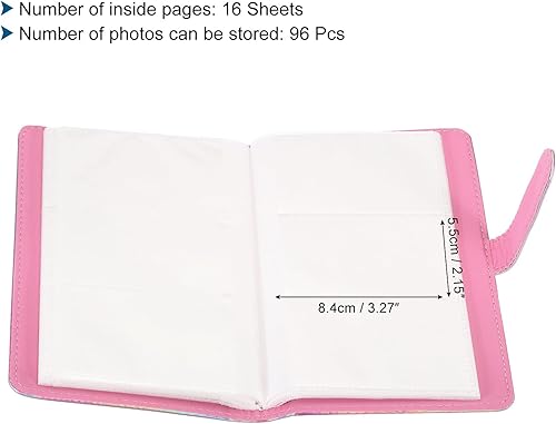 Miniatura 4 de PATIKIL Álbum de fotos de 96 bolsillos, piel sintética, mini álbum de almacenamiento de PVC para cámara instantánea para fotos de 3 pulgadas,