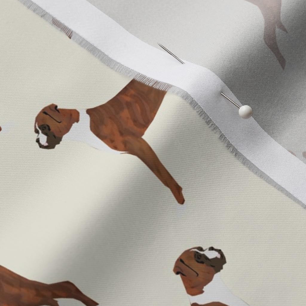 Spoonflower Fabric - Boxer Dogs Cute Pet Breeds Printed on Organic Cotton Sateen Fabric by The Yard - Sewing Quilting Apparel Home Decor