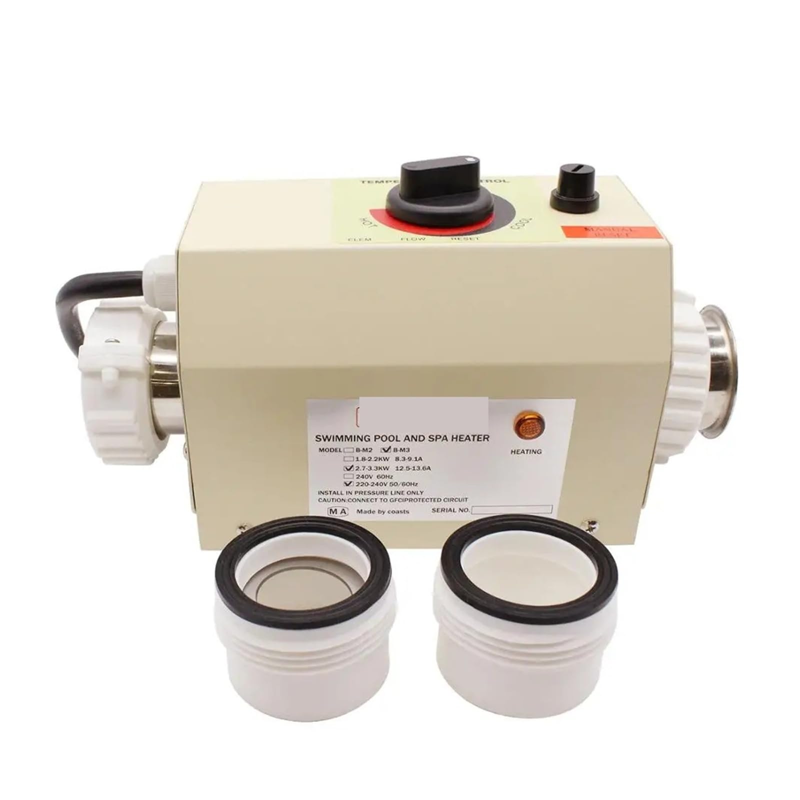 Termostato for Calentador de Agua eléctrico de 3 kW for Piscina, bañera de hidromasaje y masajes. para SPA, bañera(Imperial 48mm)