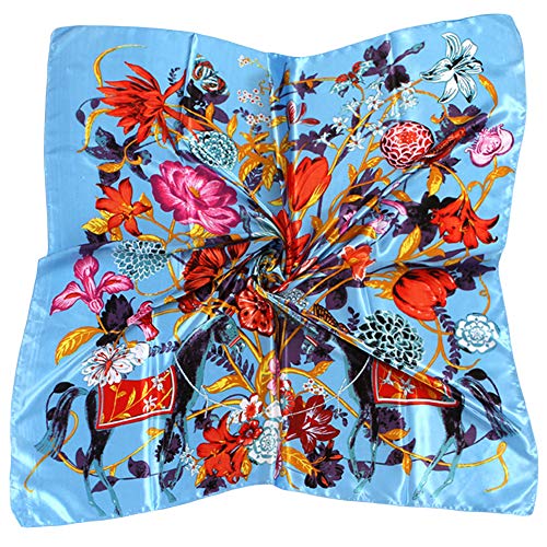 Women's Bright Floral Neckerchief Large Wrap Hair Square Scarves
