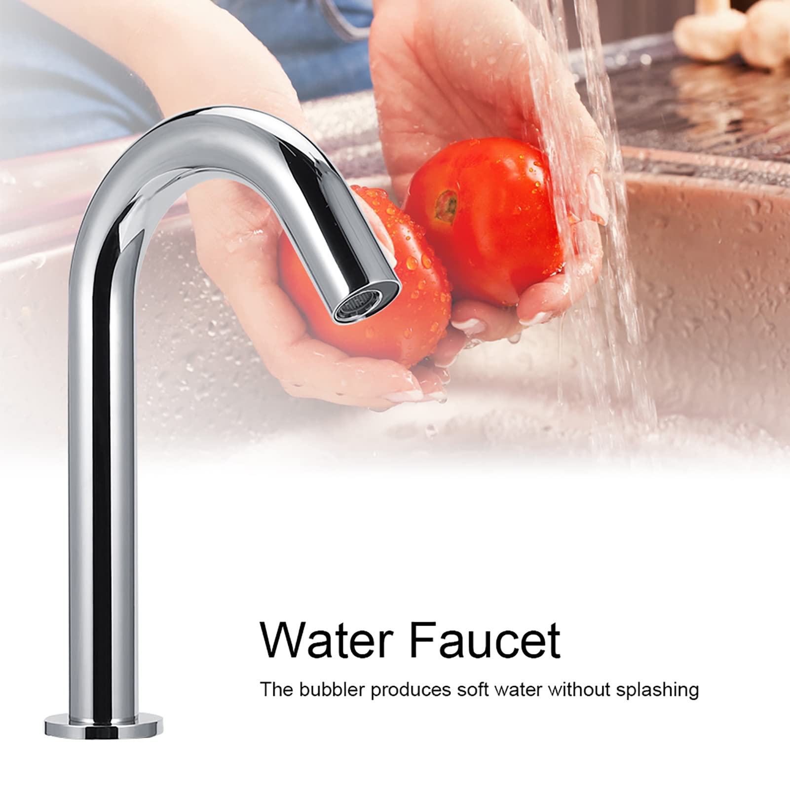 Marhynchus Grifo con Sensor de Infrarrojos, Grifo Automático para Lavabo sin Contacto, para Lavabo de Baño con Burbujeador de Agua Suave y Acero Inoxidable para Baño, Cocina, Hotel,