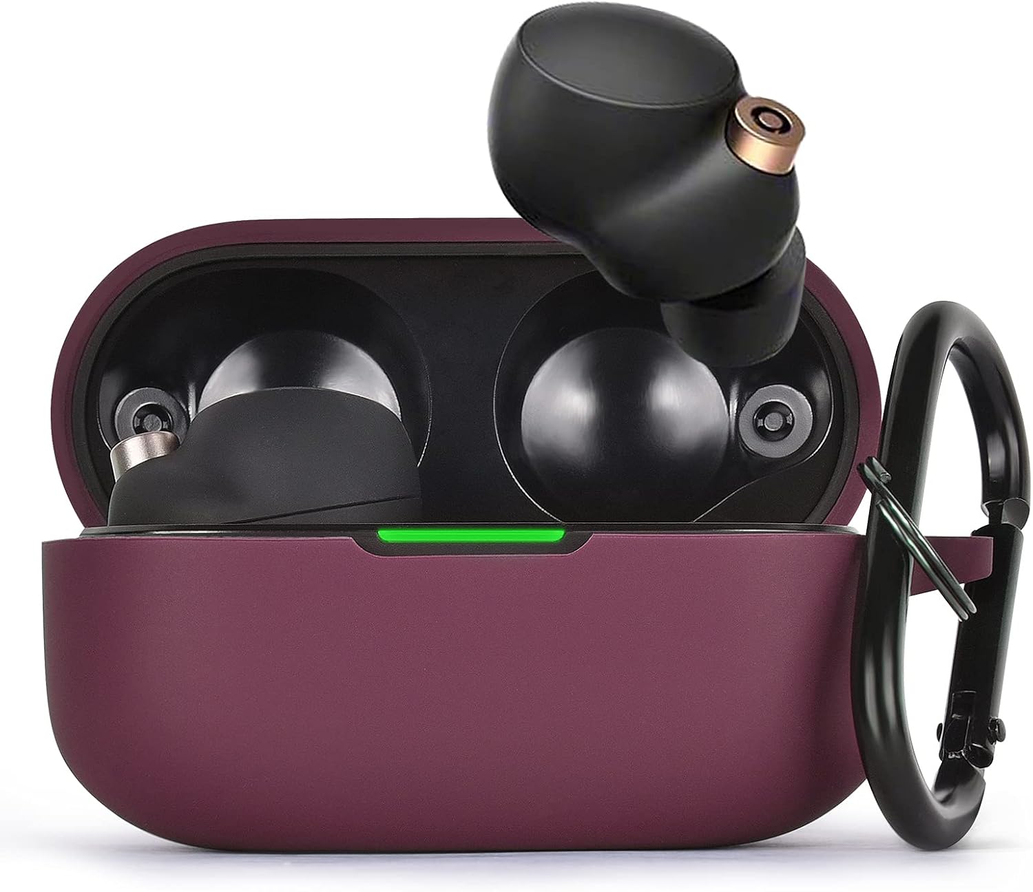 AIRSPO Case Compatible with Sony WF-1000XM4 Silicone Protective Skin Case Cover for Sony Wireless Earbuds (Burgundy)