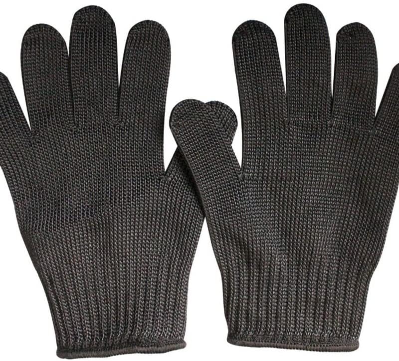 Black Level 5 Anti-cut Glove Safety Cut Proof Stab Resistant Wire Metal Work Gloves Garden Kitchen Household Safety Gloves (Color : black, Size : Large)