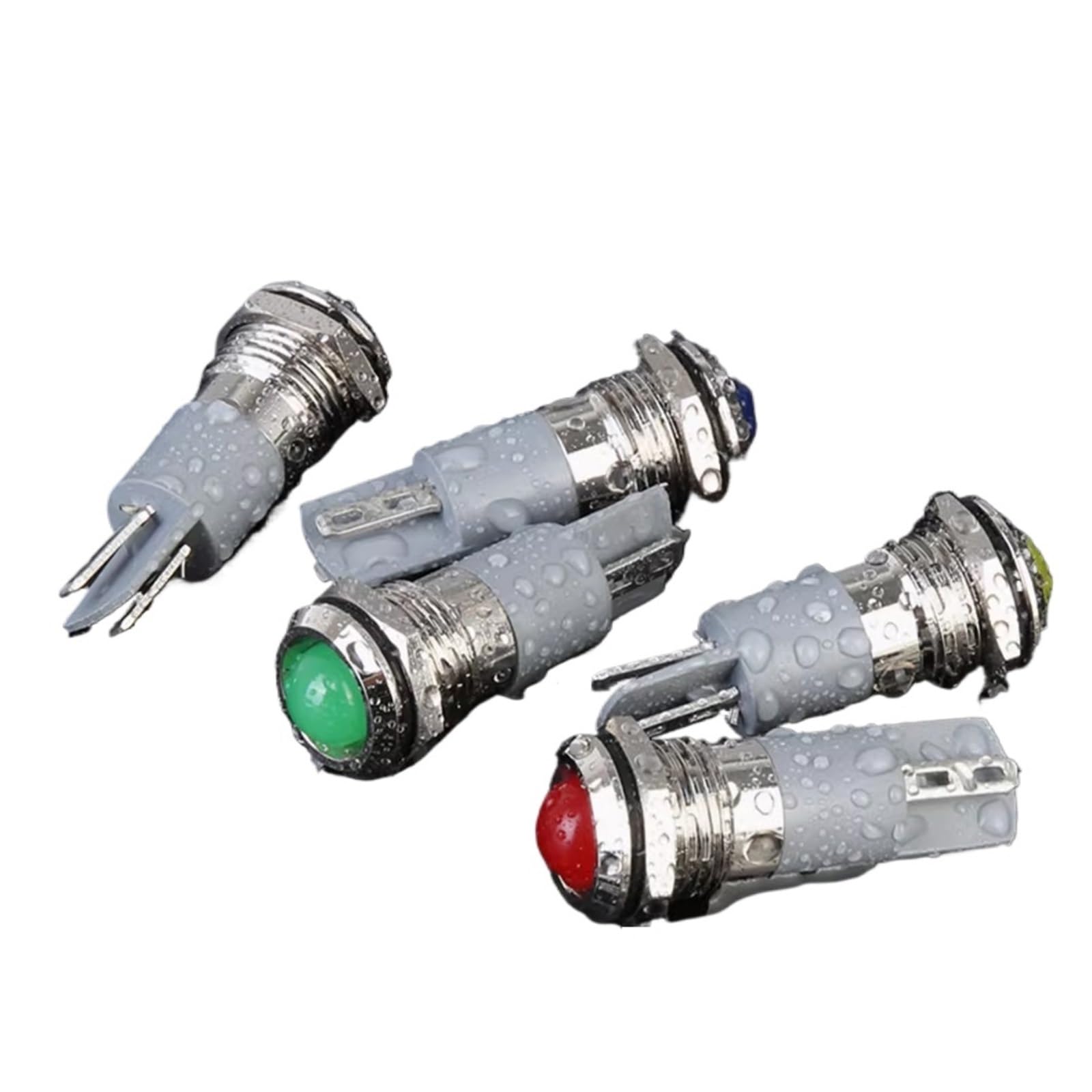 Lot de 10 voyants lumineux LED en métal 12 mm, éclairage industriel AC/DC 3~220 V, étanche IP65(Flat Yellow Light,12V-24V)