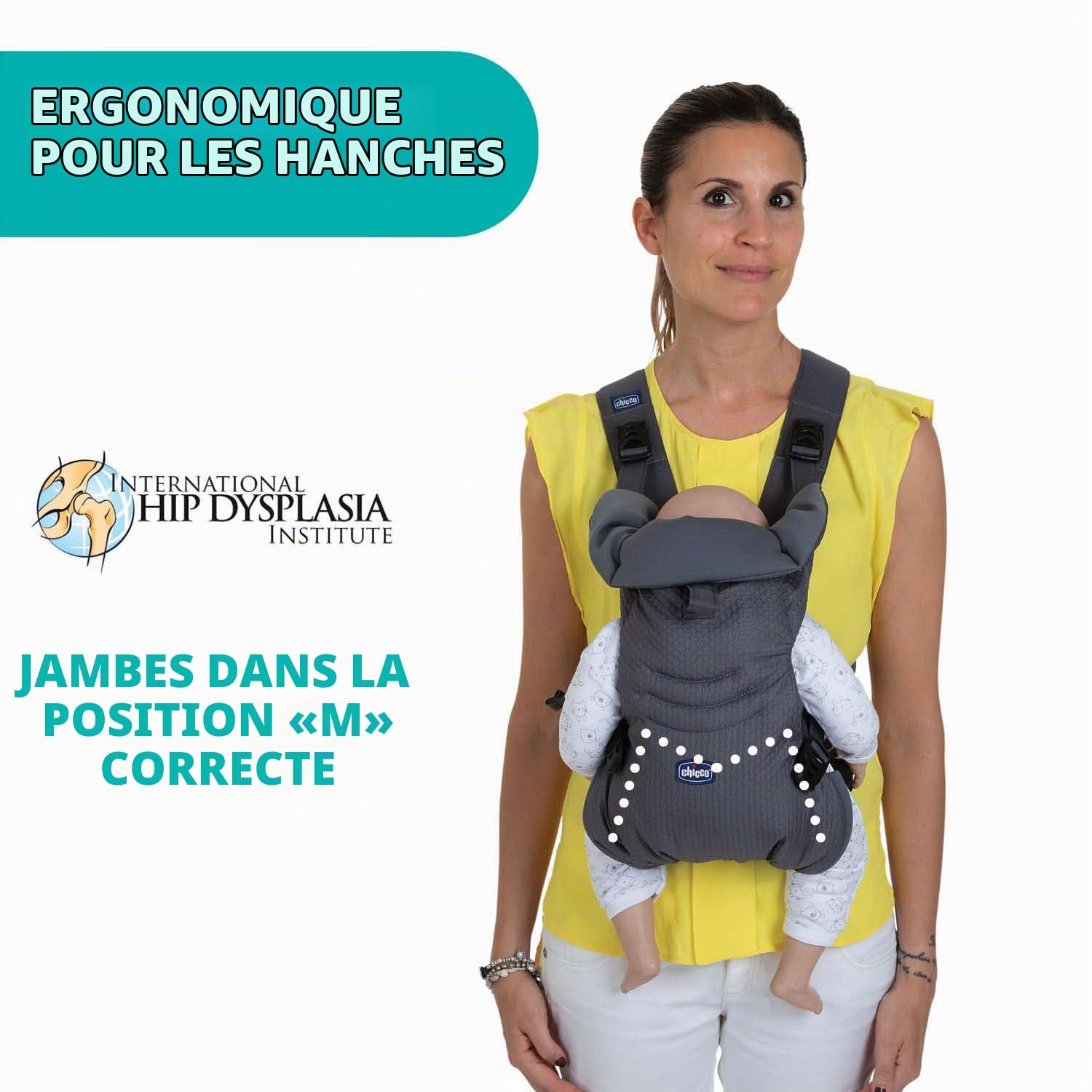 Chicco Easyfit Porte-bébé Ergonomique pour Nourrissons et Enfants de la Naissance à 9 Kg, Porte-bébé physiologique, Simple à Porter, Face à Maman et Face à la Route, Support pour Tête et Cou, Gris