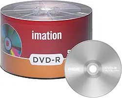 Imation Pacote com 50 DVD-R 16 x 4,7 GB/120 min logotipo da marca em branco disco de dados de filmes graváveis
