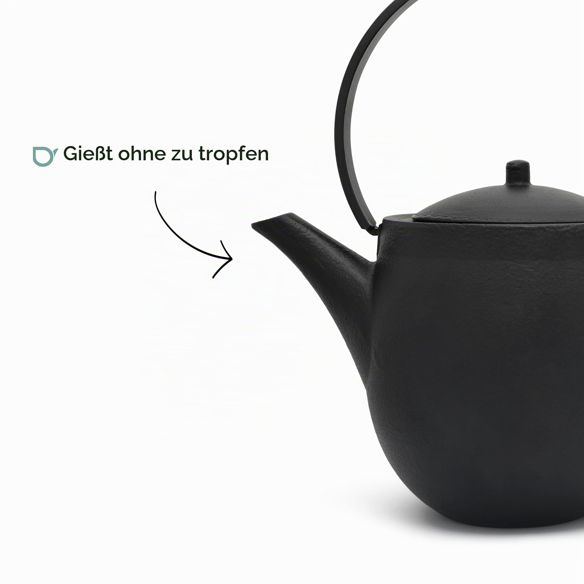 Bredemeijer große schwarze gusseiserne Asia Teekanne Induktion 1.2 Liter - emaillierte Gusseisenkanne mit Edelstahl Teefiltersieb