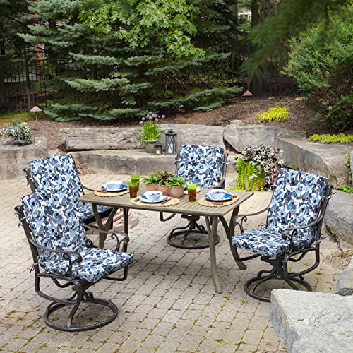 Image of Arden Patio Dining Outdoor Chair Cushions, 20x44, Rain-Proof Seat Pad, Fade-Resistant Outdoor Cushion Blue Garden Floral