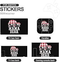 Vista 2 de Buffalo Plaid Mama Bear - Calcomanía para consola de interruptores y Switch Lite, juego completo