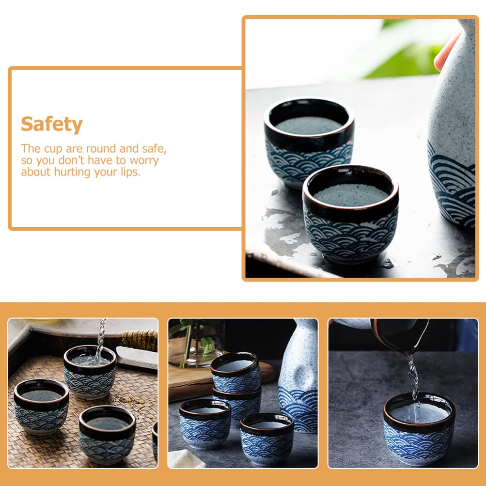 Kichvoe Japanisches Teetassenset und Leicht zu Reinigen 6 Stück aus Keramik mit Rundem Design Multifunktional für Haushalt und Büro