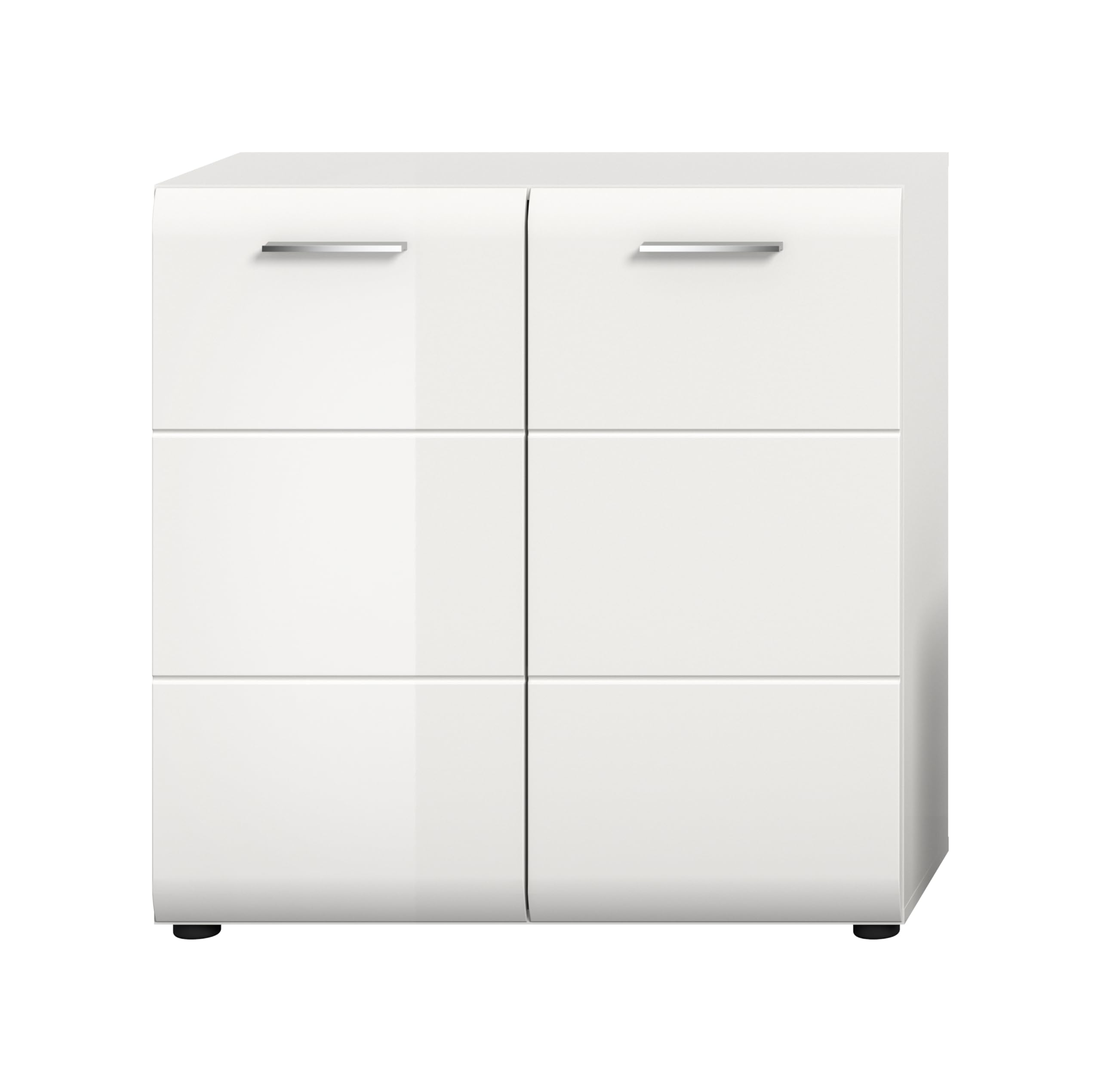 xonox.home – Highboard Ice 80x81x34 cm in weiß Hochglanz und weiß – Stilvolle Highboard Kommode mit viel Stauraum – modernes Design für Wohnzimmer & Essbereich