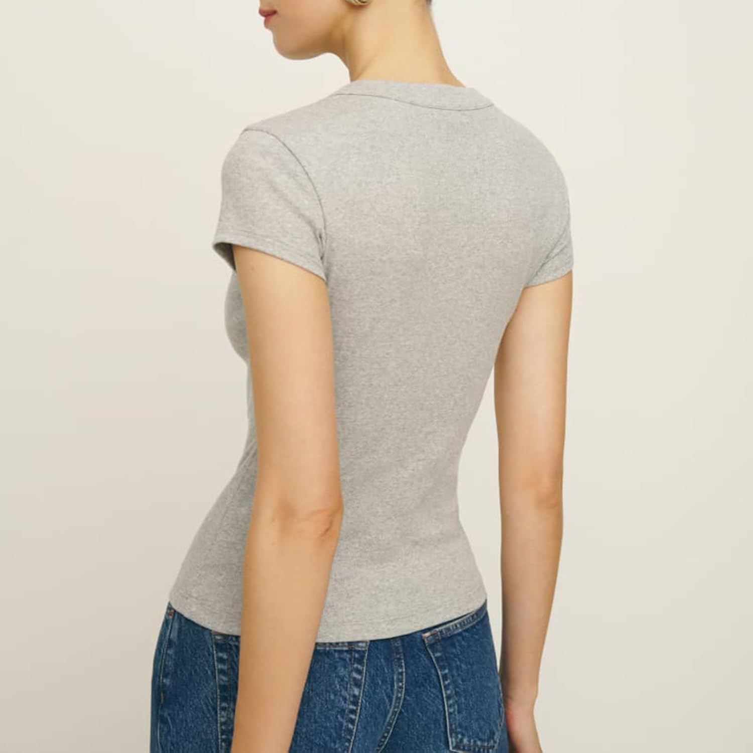 Womens Short Sleeve Button Up Slim Tshirt Crewneck Button Down Ribbed Knit Cardigan Tee Going Out Basic Dressy Tops - Image 4