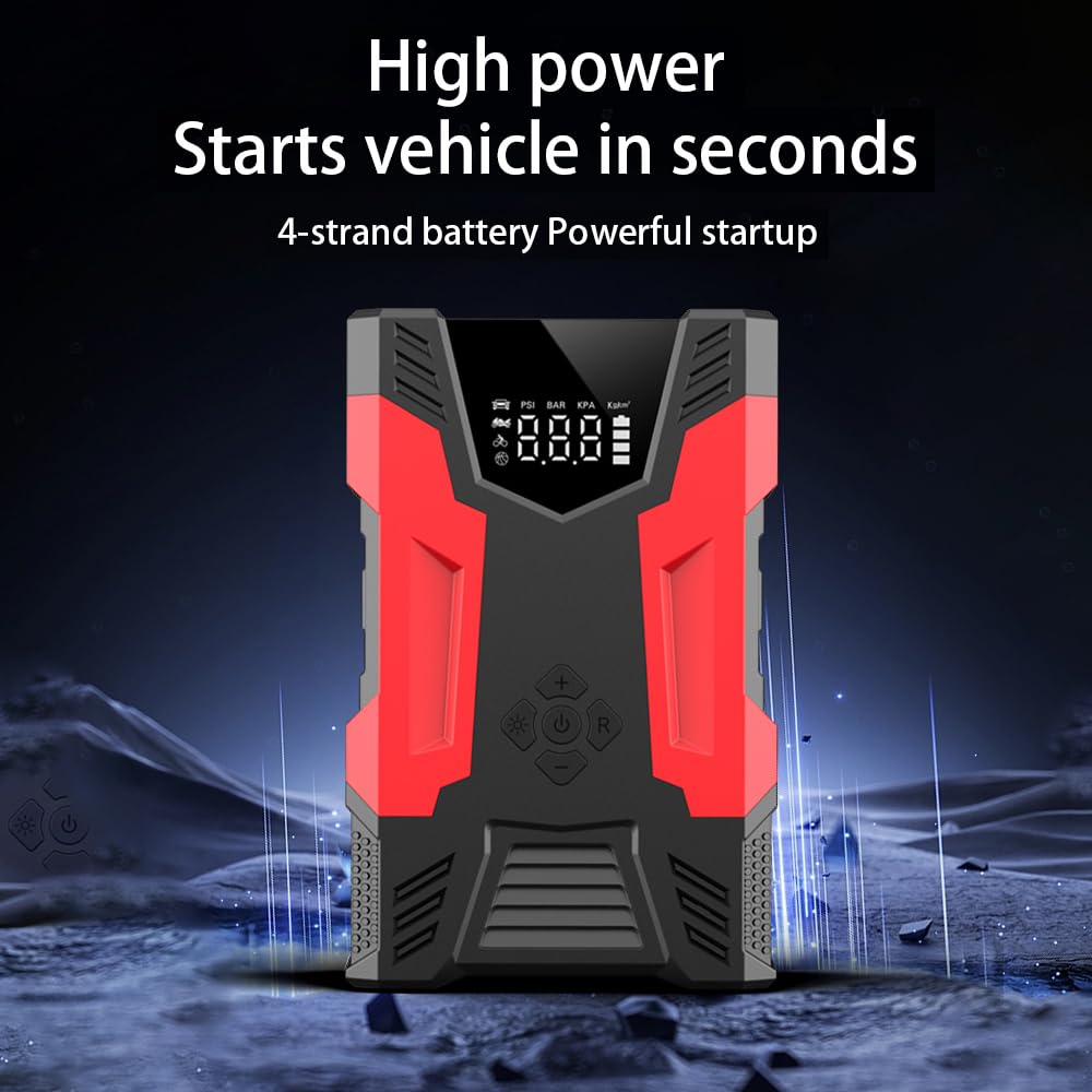Samochodowy rozrusznik ze sprężarką powietrza przenośna ładowarka powerbank z wyświetlaczem LCD