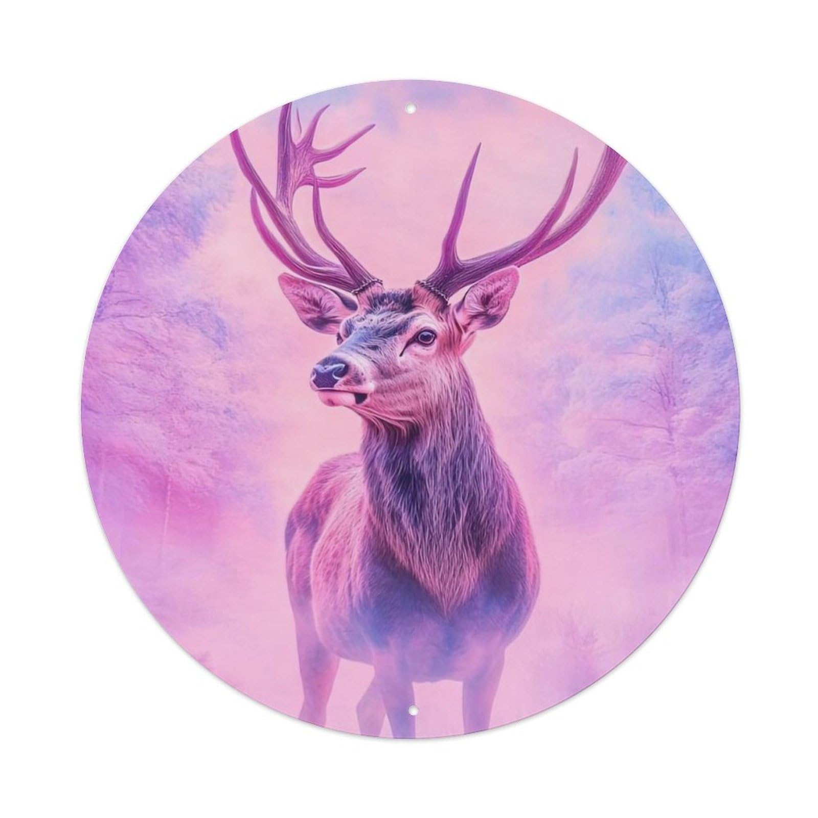 Animal Artwork Deer in The Mist Metal Tin Sign