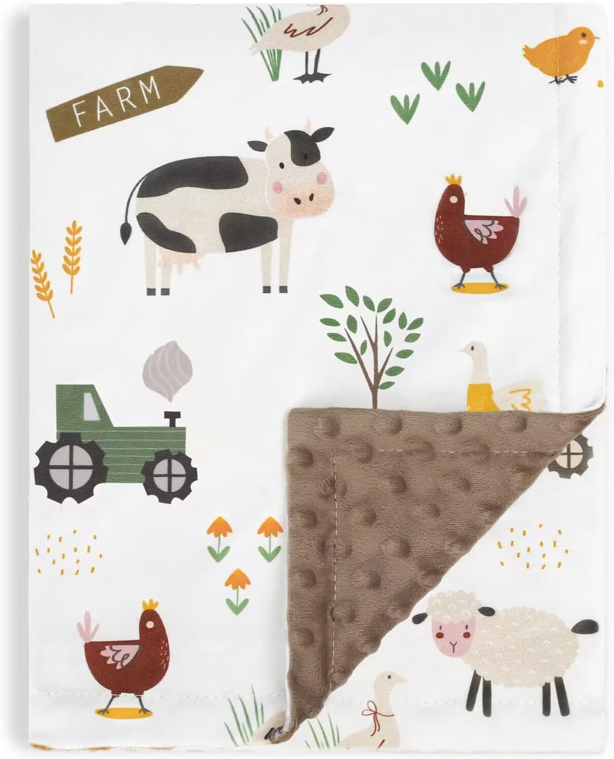 Baby Blanket for Boys Soft Lightweight Minky Blanket with Double Layer Dotted Backing for Infant Toddler Nursery Crib with Cute Farm Animals Design 30 x 40 Inch