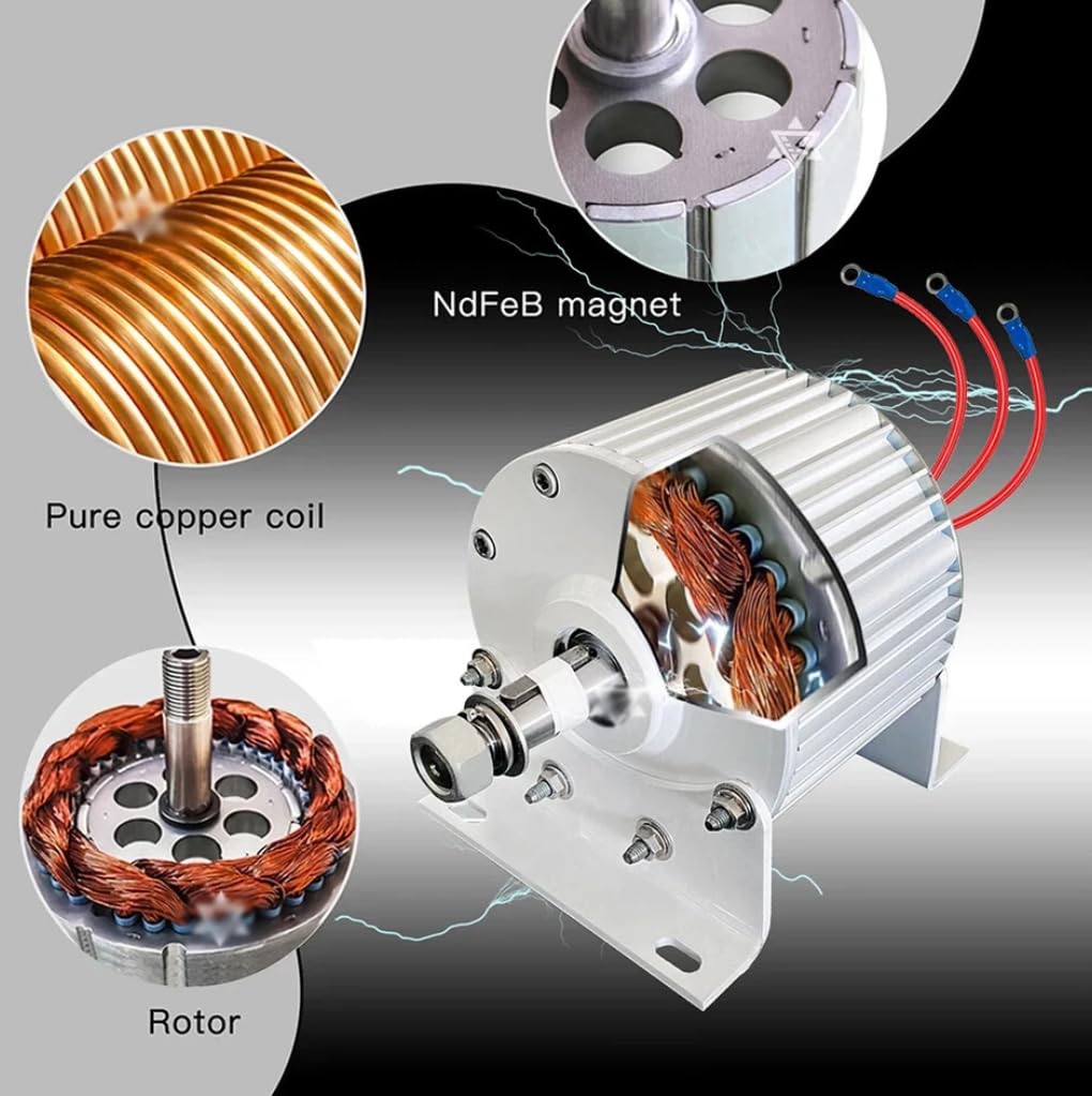 3000W 48V 500RPM AC Magnetgenerator 3 Phasen Getriebelloser Permanentmagnet Generator mit Sockel Lichtmaschine Für Windkraftanlagen