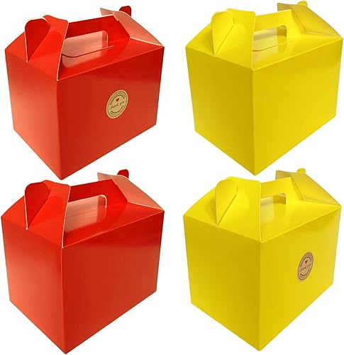 XCXGYCA Paquete de 12 cajas a dos aguas de 7 x 5 x 5 pulgadas (6 por color), con asa, cajas de regalo de fiesta de papel, cajas de regalo para