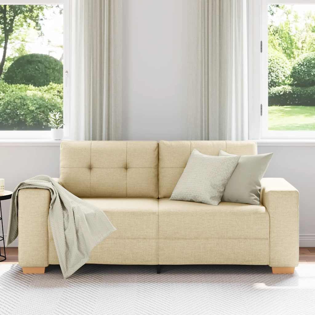 Loveseat sofa kremowa, 140 cm, nowoczesna 2-osobowa sofa relaksacyjna do salonu, sypialni, biura, wytrzymała rama z tkaniny poliestrowej