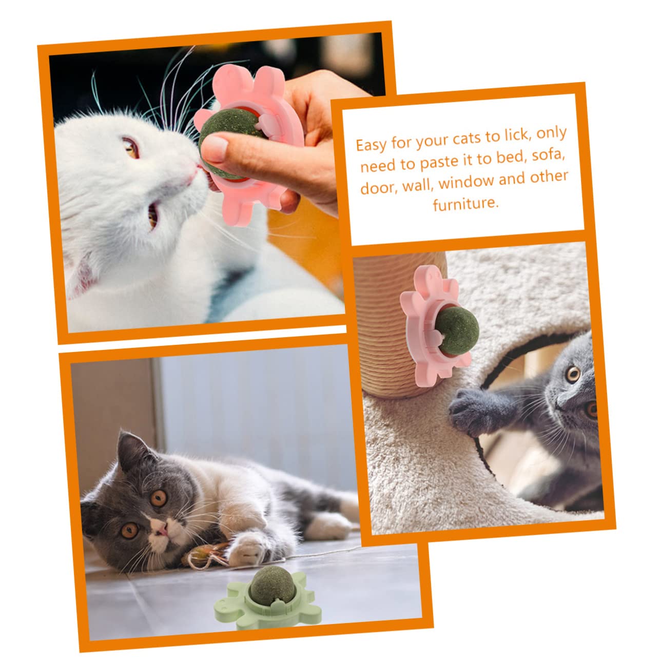 4piezas Juguete De Pelota De Hierba Gatera Bolas Giratorias para Lamer y Masticar Limpieza De Dientes Juguete Interactivo para Gatos De Interior