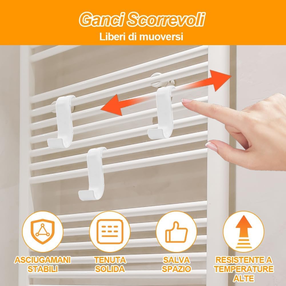 4 Ganci Per Scaldasalviette - Appendini Per Termoarredo, Design Moderno Per Bagno