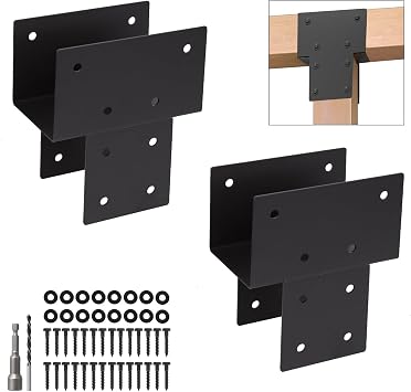 2 Pcs 4"x4" Post Cap Tie Rod Bracket Actual 3.5"x3.5"