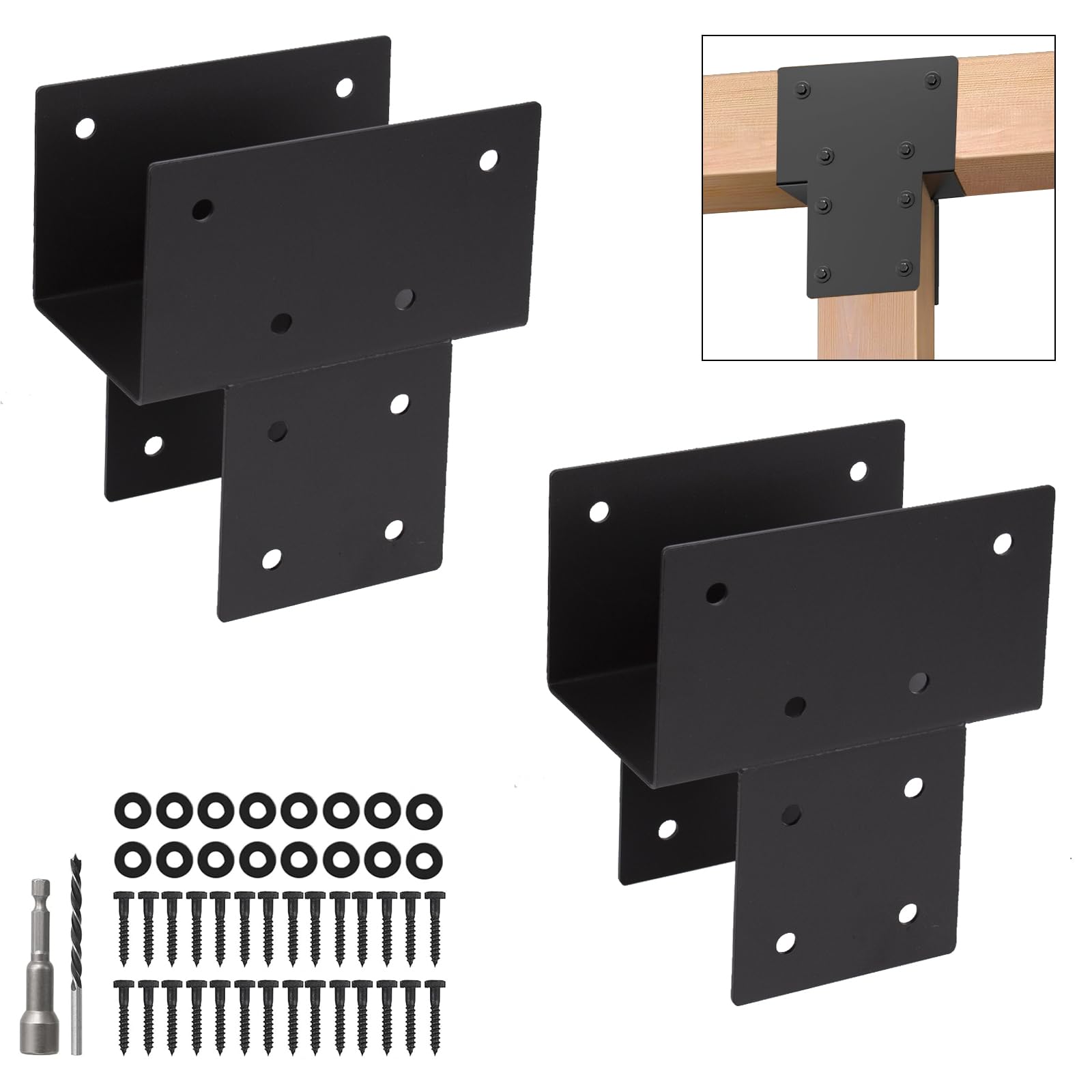 Cokritsm 2 Pcs 4"x4" Post Cap Tie Rod Bracket (Actual 3.5"x3.5")