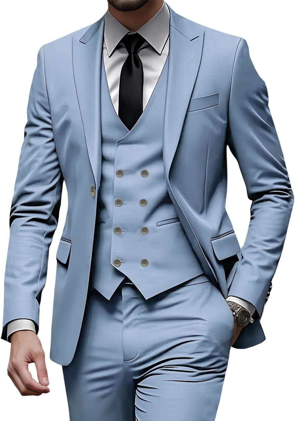 i·FineLong Men's 3 Piece Suit Slim Fit, Formal Business Wedding Suit for Men - Includes Jacket, Vest & Pants