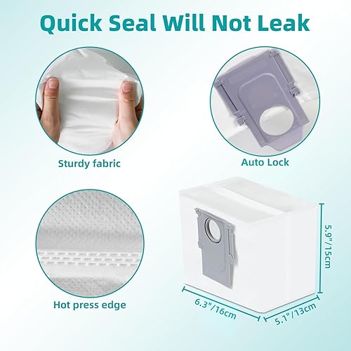 Miniatura 5 de Paquete de 12 bolsas de polvo de repuesto para Roborock S8+  S8 Pro Ultra  S7 MaxV Ultra  S7 Pro Ultra  Q7+  Q7 Max+  Q5+  Q8 Max+ Vacío Autovacio,