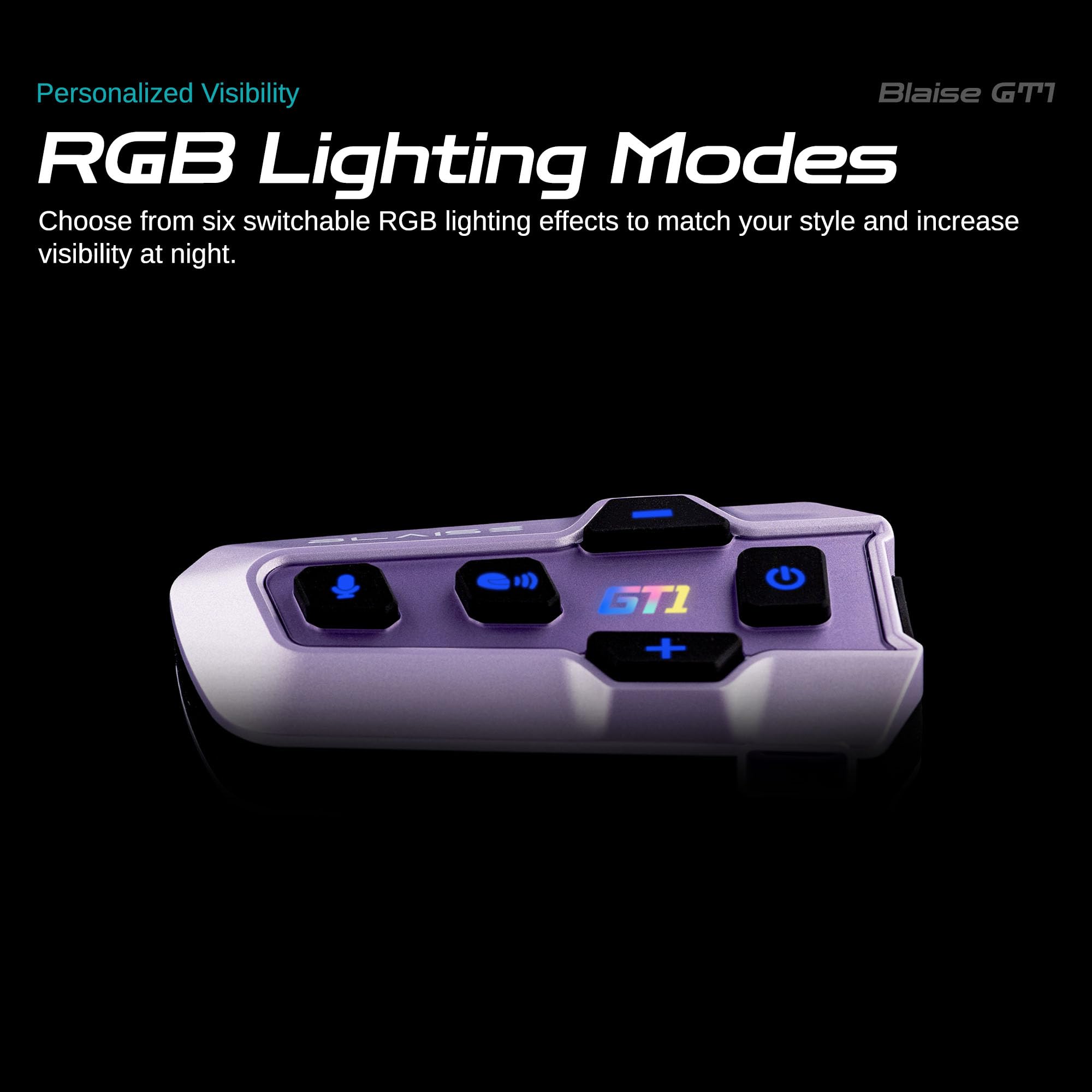 Blaise GT1 - Casco da moto con cuffie Bluetooth, citofono 2 piloti con sistema di comunicazione per condividere la musica, IPX6, impermeabile, colore: viola e nero