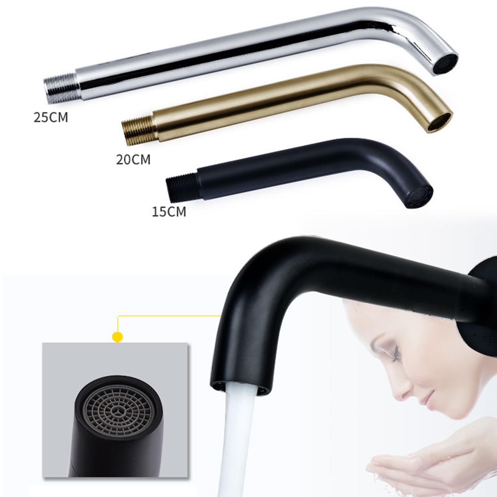 Grifos Monomando para Lavabo Grifo de latón Cromado Pared 20 cm Cocina y baño con Estilo diseño Moderno.