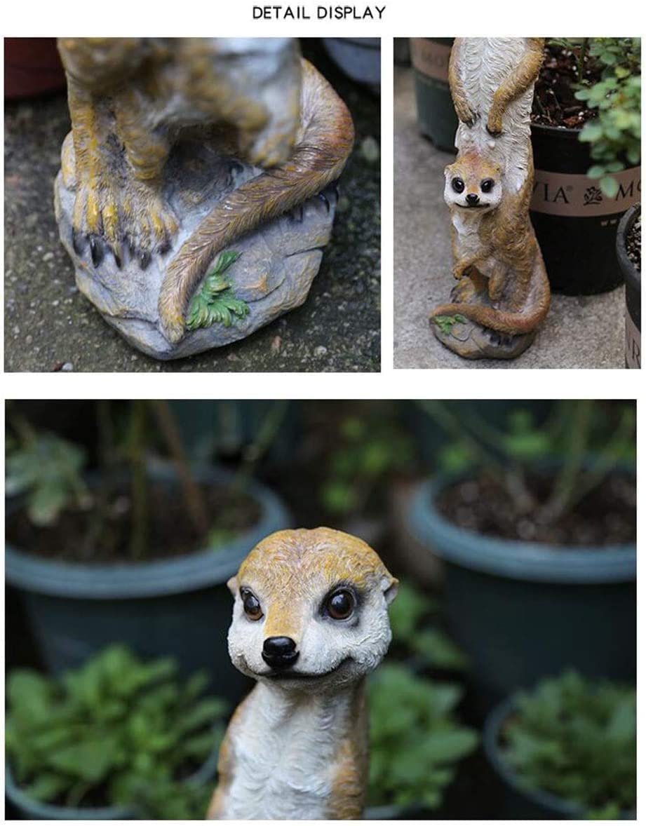 Brązowa statuetka zwierzęcia surykatka, żywiczna surykatka statuetka ogrodowa rodzina podwórko sztuka 46 cm