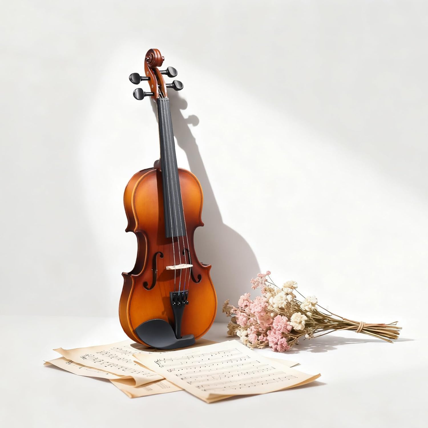 Glarry GV104 All-In-One Violin/Fiddle Kit - Comes with Hard Case, Bow, Rosin & Step-by-Step Instruction Manual for Beginners & Students (4/4)