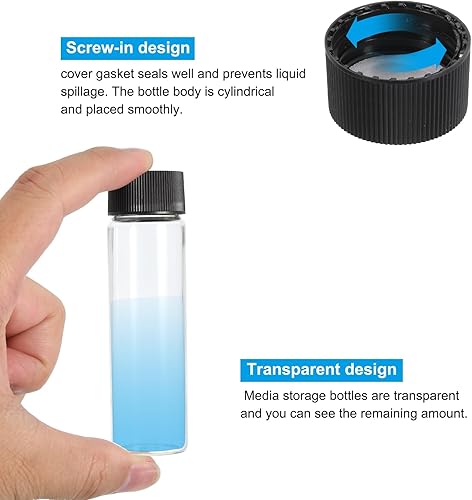 Miniatura 4 de PATIKIL Botella de almacenamiento multimedia de 1.4 fl oz, paquete de 15 botellas de vidrio con tapa de rosca de plástico para laboratorio en casa,
