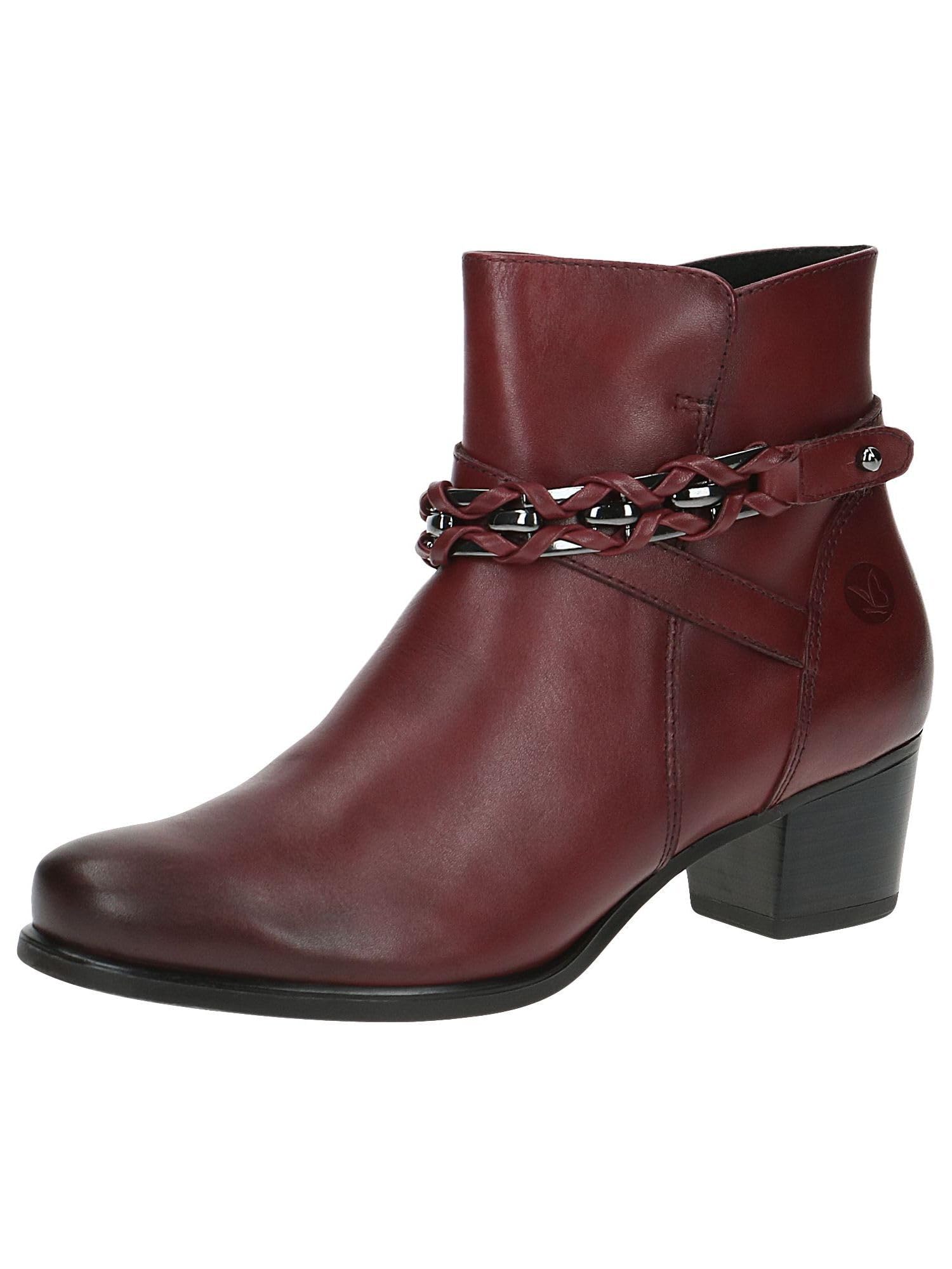 CAPRICE Women's ankle boots with heel Airmotion in leather low heel Width G, Red (Bordeaux Nappa), 5.5 UK
