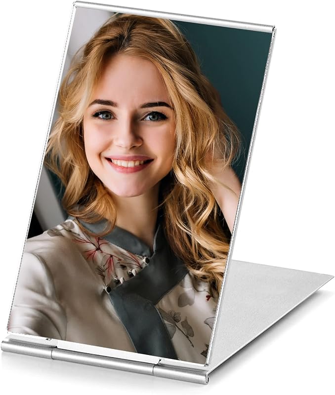 Espelho compacto MIRRORNOVA retangular com moldura de alumínio, Silver, 8,13 cm x 11,94 cm