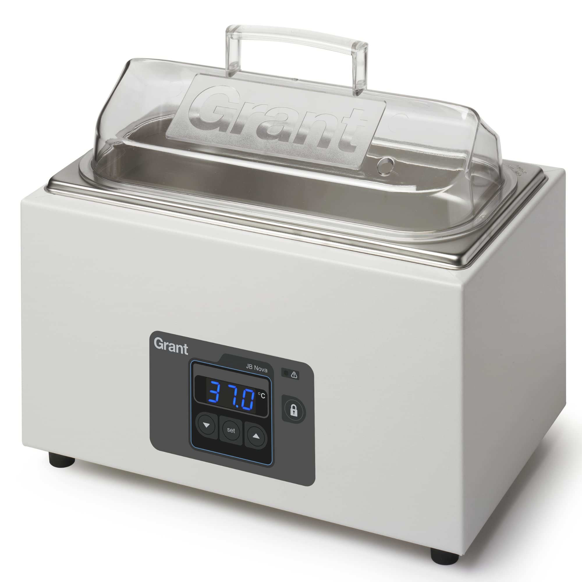 Grant Instruments JB Nova Digital Laboratory Water Baths for labs in Education And Industry, With Base Tray and Lid Included, Ambient + 5°C - 95°C Stability +/-0.5°C (12L Bath - JBN12)
