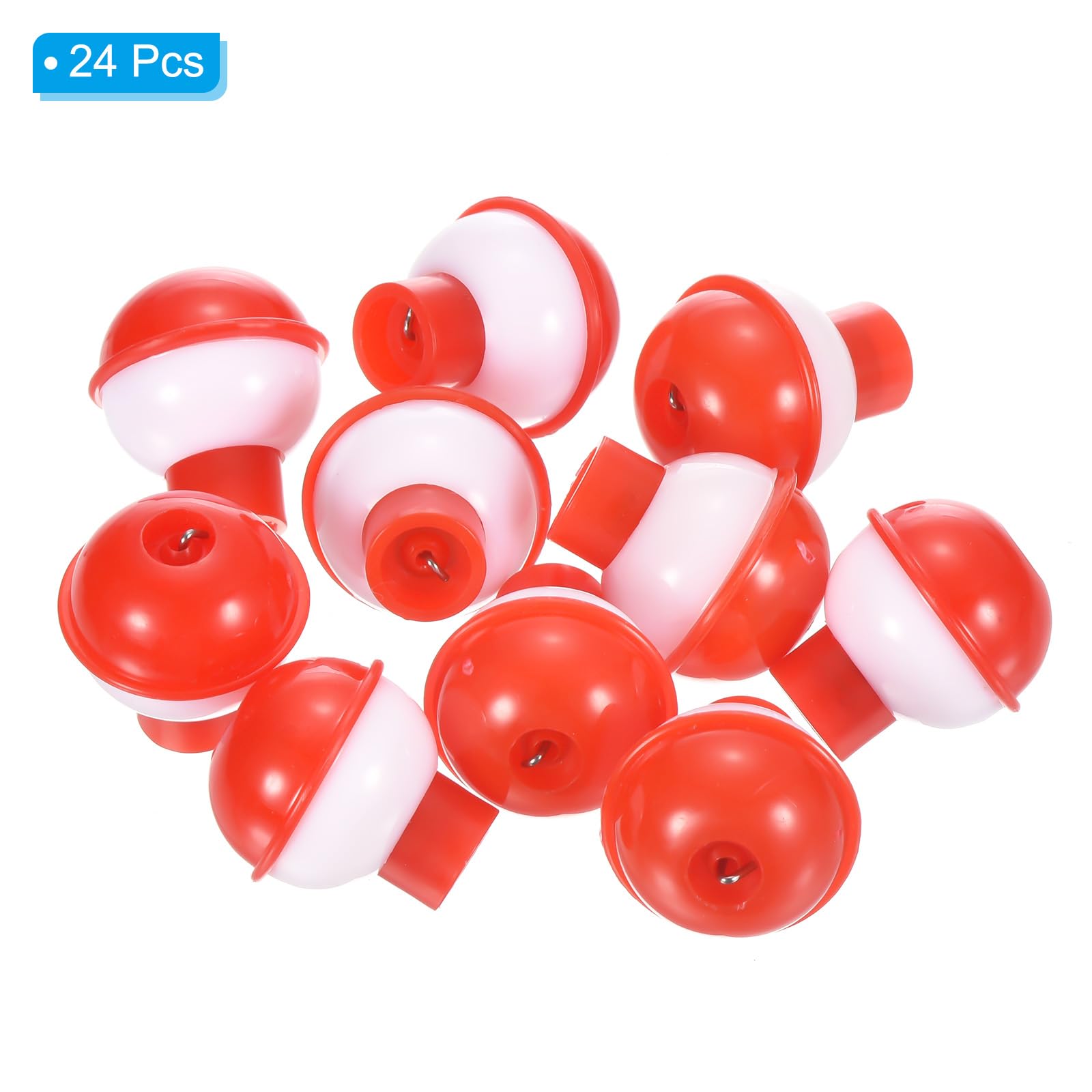 PATIKIL 0.75 Inch Fishing Bobber, 24 Pack Hard ABS Push Button Round Buoy Fishing Float Tackle, Red and White - Image 3