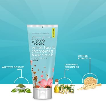 Aroma Magic White Tea & Chamomile Face Wash | Free Radical Damage Protection | Reduces Signs of Aging | Refreshing & Soothing | for All Skin Types | 3.38 Fl Oz/100ml