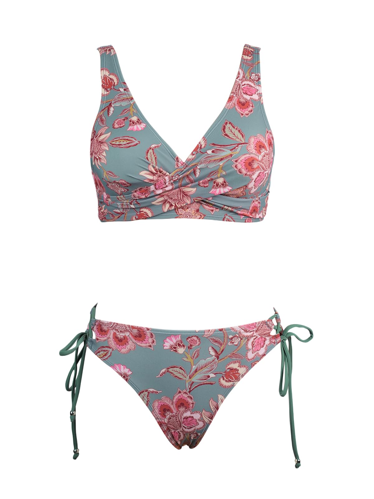 Cupshe Bikini da donna a incrocio sul davanti e motivo laterale con laccetti., L